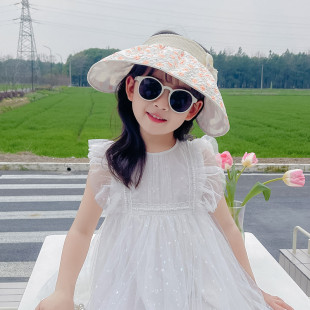 Children's Sunscreen Hat Summer Girl's Sun Hat Cute Baby UV-proof Big Brim Breathable Vacant Top Sunshade Hat