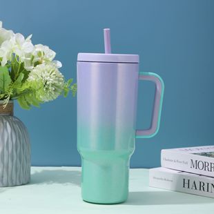 Cross-border large capacity 40oz ice cup 304 stainless steel car cup with handle outdoor portable vacuum thermos cup