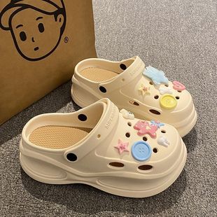 2024 New Thick-soled Cave Shoes High Heeled Women's Sandals Women's Beach Cave Shoes Increased Non-slip