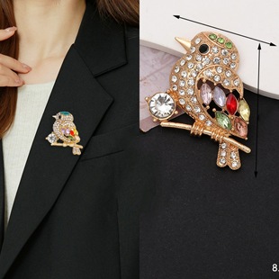 New Trendy Colorfulful Diamond Magpie Brooch, Simple High-end Design Bird Pin, Clothing Accessories, Corsage Jewelry