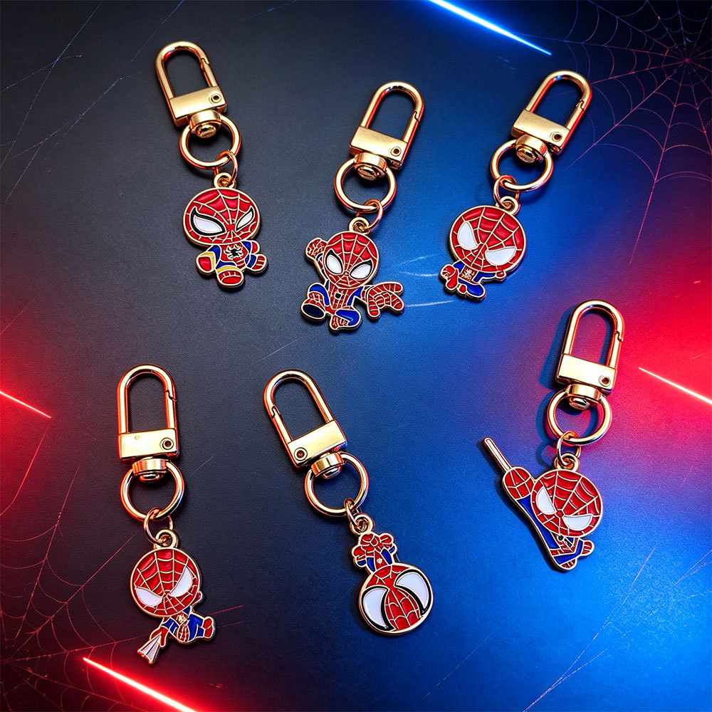 Aliexpress Hot-Selling Cartoon Anime Spider-Man Keychain Cross Keychain Ribbon Building Block Puzzle Pendant