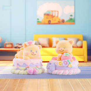 New Milk Haw Dessert Bear Flocking Blind Box Cute Bear Desktop Ornaments Gift Factory Outlet