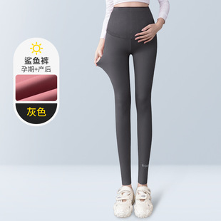 Modern Pregnant Mom Spring and Autumn Comfortable Pure Cotton Elastic Slim-Fit High Waist Shark Pants Comfortable Leggings