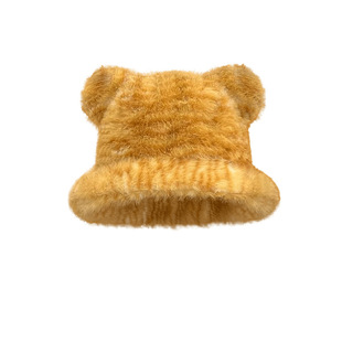 Autumn and winter plush hat cute bear ears plush fisherman hat children's neck cold warm cartoon scarf