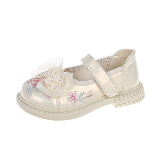 Girls' National style princess shoes 2024 spring new children's white leather shoes Hanfu shoes girls' big children girls' single shoes