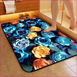 Cross-border Algae Mud Style Three-dimensional Flower Floor Mat Silicon Floor Mat Entrance Door Mat Toilet Water Absorbent Quick-drying Foot Mat