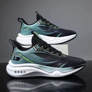 Flying woven sports shoes men's 2025 new Korean mesh student running shoes soft bottom breathable trend men's shoes wholesale