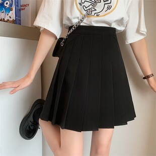 Pleated Skirt Women's Spring and Summer New A-Line Skirt Gray Anti-Exposure Short Skirt Black Skirt High Waist Slimming Look Jk Short Skirt