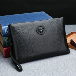 New genuine leather men's clutch small cowhide envelope bag tiger head soft leather clutch underarm business casual men's bag