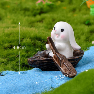 Micro landscape ornaments cute animal cartoon rabbit cabbage boat carrot adorable rabbit garden plant resin ornaments