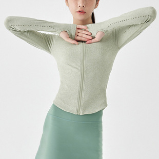 Autumn and Winter Yoga Coat Quick-drying Slim-fit Slimming Windproof Jumping Exercise Fitness High Elastic Long Sleeve Spring and Autumn Girls' Sports Top