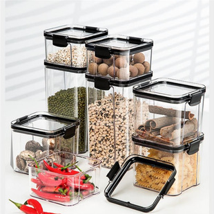 Sealed Jar in stock Square Transparent Plastic Food Storage Jar Snacks Grain Kitchen Storage Sealed Box
