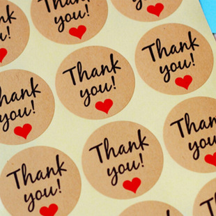 12 pieces of kraft paper with the same style love thank you adhesive seal sticker gift wedding label