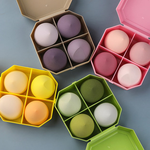 Four-grid beauty egg box empty box makeup egg storage box four-grid plastic box gourd water drop oblique cut empty box