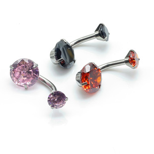 Body piercing jewelry zircon navel ring tattoo studio with exquisite round four claw navel nail navel buckle
