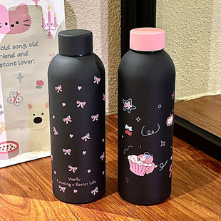 High temperature explosion-proof sippy cup new red wine bottle mug thermos cartoon cute plastic cup ins high color value