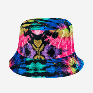 Korean printed tie-dye fisherman hat men and women outdoor travel Beach basin hat painted double-sided bucket hat wholesale