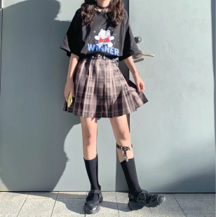 Japanese Style Preppy High Waist Plaid Extremely Night Song Plaid Skirt JK Uniform Skirt Spring and Summer Student Half-length Pleated 100% Off School Uniform