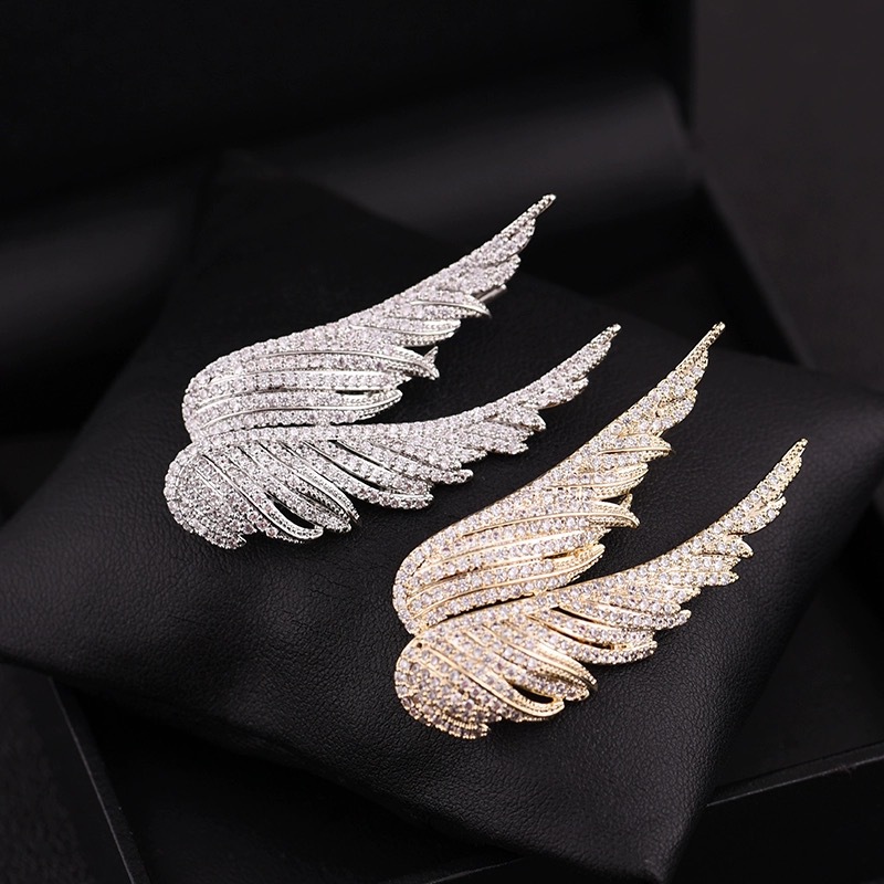 Full Diamond Wing Brooch, High-End Niche High-End Feather Corsage Pin, Clothing, Women's Wholesale Accessories, Retro Jewelry