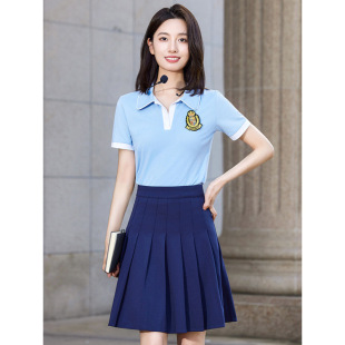 College Style Suit Student Graduation Class Uniform Summer School Uniform Short-Sleeved Junior High School Student Sports Meeting Clothing Pleated Skirt