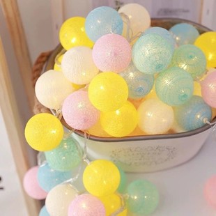 LED Lantern Cross-border Internet Celebrity Light Cotton Ball Light Room Bedroom Decoration Layout ins Birthday Holiday Light Small Light String
