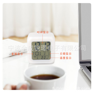 LED large screen display colorful color cube small alarm clock luminous clock Lazy desk clock student electronic alarm clock