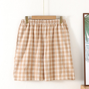 Multi-color Japanese Plaid Men's Shorts Pure Cotton Washed Cotton Double Side Pocket Large Size Summer Thin Pants Home Pants
