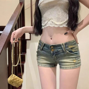 Trendy Sexy Low-Rise Hot Girl Ultra-Short Embroidered Slim Hot Pants New Summer Butt-Lifting Denim Shorts for Women A-Line
