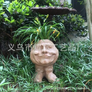 Muggly's Face Statue Planter Смешная скульптура с маглом Смешное выражение Цветочный горшок