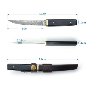 Damascus steel outdoor knife ebony handle fruit knife sharp high hardness portable straight knife with gift box
