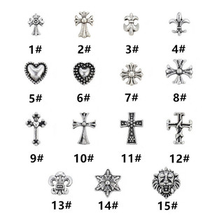 Manicure Crocker Heart Jewelry Vintage Alloy Punk Style Nail Sticker Diamond Metal Cross Army Flower Hexagonal Star Wholesale
