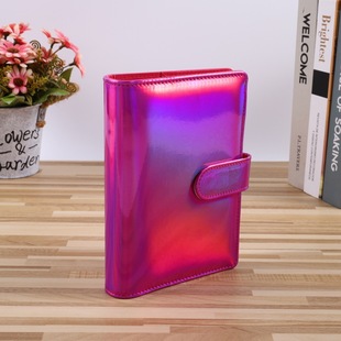 Laser Magic Color Leather Notebook Custom Buckle Loose-leaf Notepad Thickened Wholesale Hand Account Multifunctional