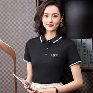 Summer lapel short-sleeved work clothes custom printed logo embroidery work clothes customized men's and women's polo shirt embroidery