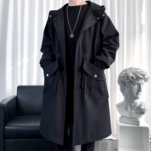 Men's windbreaker coat men's autumn and winter long coat 2024 new long plus size men's clothes
