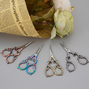Antique scissors stainless steel cross stitch light luxury small scissors Baroque vintage scissors exquisite household handmade thread ends