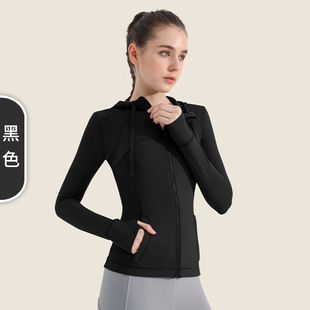 Yoga Coat Women's Yoga Clothes Long-sleeved Hooded Running Fitness Top Naked Sense Slim-fit Sports Coat Elastic Waist