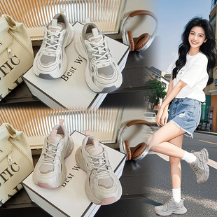 Suction Film Bottom Torre Shoes Women's 2025 Spring New sneaker Women's Thick Bottom Running Shoes Casual All-match Height Increasing Women's Shoes