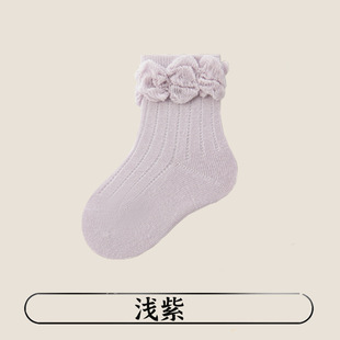 Children's socks autumn and winter A cotton boneless socks high elastic baby comfort baby solid color lace feet
