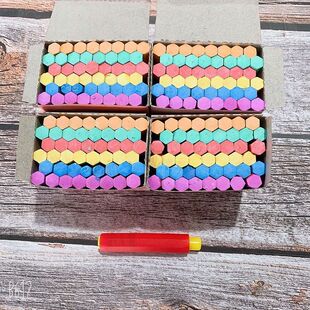 Dust-Free Chalk Colorful White Children's Blackboard Newspaper Special Dust-Free Home Teaching Painting Hexagonal Pole Wholesale