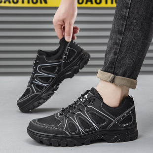 Cross-border climbing men's shoes new outdoor round head flat heel labor protection shoes casual trend warm and comfortable hiking shoes wholesale