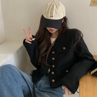 Black Chanel Style Coat Women's 2025 New Spring and Autumn French Style Socialite Short All-Match Top