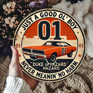 in stock American Country Retro License Plate Bar Party Decorative Painting Wooden Round Logo Door Tag Wall Pendant