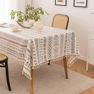 Bohemian disposable cotton linen tablecloth rectangular waterproof oil-proof cross-border coffee table cloth bed & breakfast tassel tablecloth