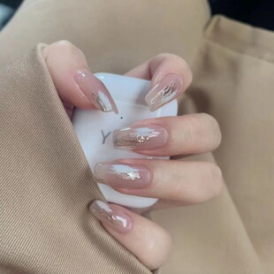 Fake Nail Hand-worn White White Random Lines Magic Mirror Powder Nail Art Removable and Long-lasting Finished 281