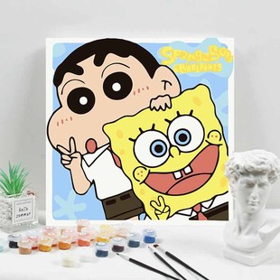 Factory direct 30*30 crayon small new digital oil painting handmade diy living room bedroom decorative oil painting wholesale