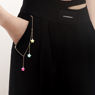 European and American cross-border jewelry fashion trendy colorful five-pointed star pendant pants chain waist accessories female street hip hop hot girl accessories