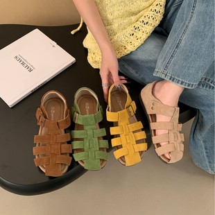 Genuine Leather Bocken Roman Sandals Heightened Bocken Summer New Non-slip Comfortable Breathable Casual Soft Sole Women's Shoes 36