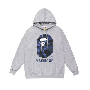 BAPE Ape Trendy Brand Single-sided Printed Hooded Sweat Autumn and Winter New Hip-hop Fashionable Men's and Women's Same Style
