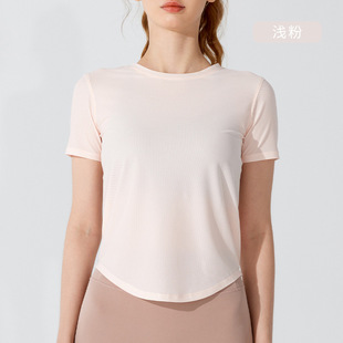 Yoga clothes for women 2024 Summer new sports T-shirt loose plus size quick-drying top running training fitness short sleeve