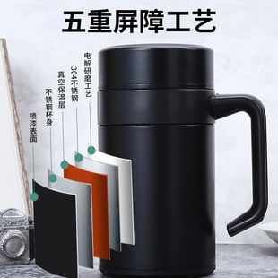 304 stainless steel thermos cup office cup tea cup with handle tea drain men's business gift cup unit logo